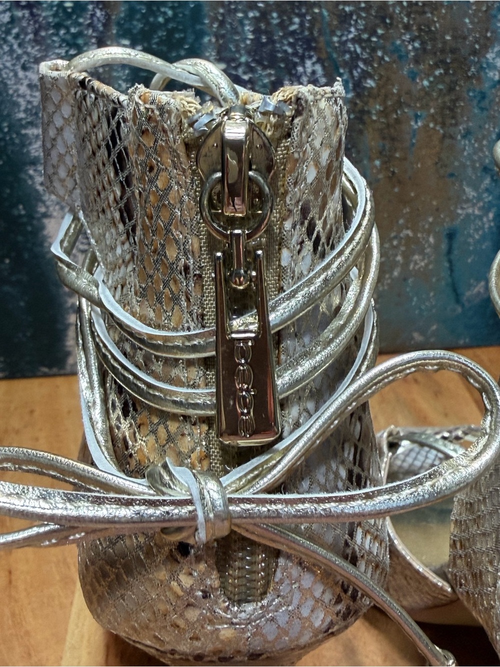 Bebe Rare Archival 2010s McBling Betinna Gladiator Heels Snakeskin 9 NWOT - Picture 10 of 15